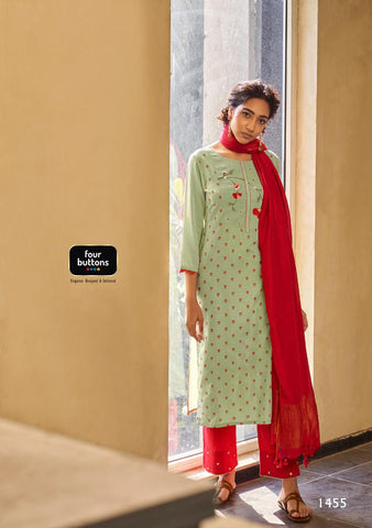 Four Buttons Presents Lemon Vol 2 Viscose Embroidery Work Fancy Designer Kurtis And Pants