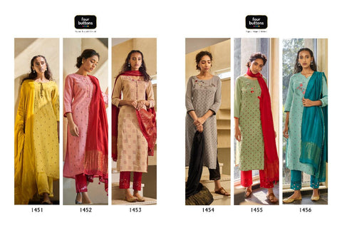 Four Buttons Presents Lemon Vol 2 Viscose Embroidery Work Fancy Designer Kurtis And Pants