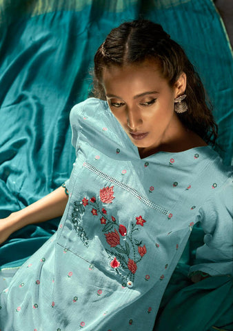 Four Buttons Presents Lemon Vol 2 Viscose Embroidery Work Fancy Designer Kurtis And Pants