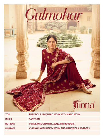 Fiona Presents Gulmohar Dola Jacquard Fancy Designer Salwar Suits