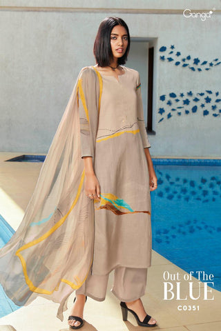 Ganga Out Of The Blue Lien Fabric With Digital Print Work Salwar Kameez