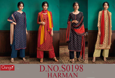 Ganga Launched Harman Pashmina Printed Embroidery Work Fancy Designer Salwar Suits