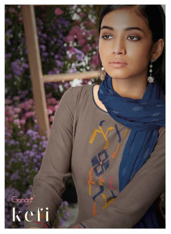 Ganga Launched Kefi Wool Dobby Solid Embroidery Work Fancy Designer Salwar Suits