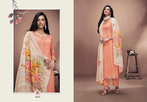 Ganga Suits Azalea Silk Cotton Embroidery Work Casual Collection