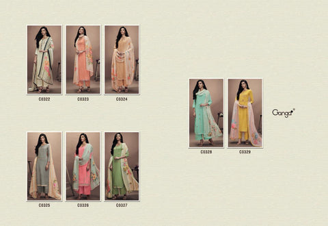 Ganga Suits Azalea Silk Cotton Embroidery Work Casual Collection