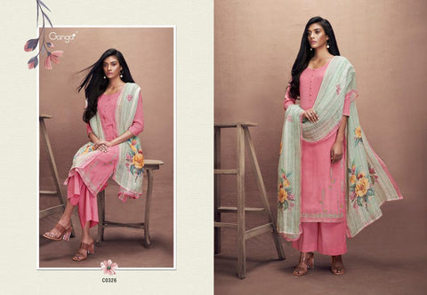 Ganga Suits Azalea Silk Cotton Embroidery Work Casual Collection