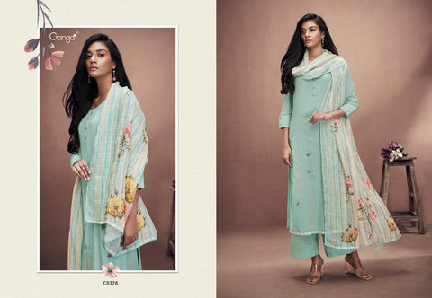 Ganga Suits Azalea Silk Cotton Embroidery Work Casual Collection