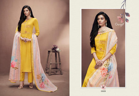 Ganga Suits Azalea Silk Cotton Embroidery Work Casual Collection