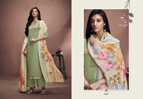 Ganga Suits Azalea Silk Cotton Embroidery Work Casual Collection