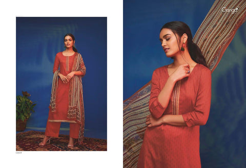 GANGA SUITS PRESENTS WAVES COTTON SATIN SUITS WITH EMBROIDERY