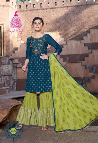 Kajal Style Presents Gulzar Vol 4 Pure Rayon Designer Kurtis Collection