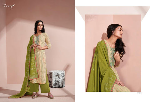 Ganga Suits Sunshine Cotton Printed With Embroiderey Suit Collection