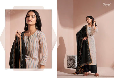 Ganga Suits Sunshine Cotton Printed With Embroiderey Suit Collection