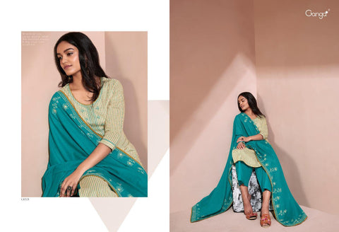 Ganga Suits Sunshine Cotton Printed With Embroiderey Suit Collection