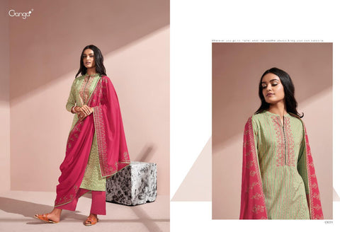 Ganga Suits Sunshine Cotton Printed With Embroiderey Suit Collection