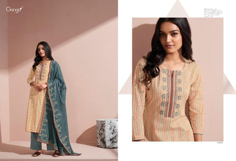 Ganga Suits Sunshine Cotton Printed With Embroiderey Suit Collection