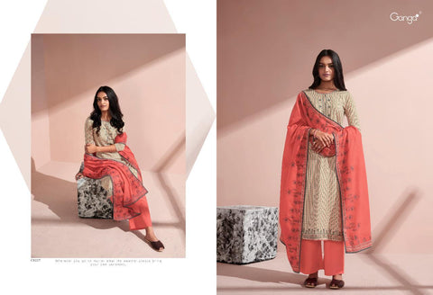 Ganga Suits Sunshine Cotton Printed With Embroiderey Suit Collection