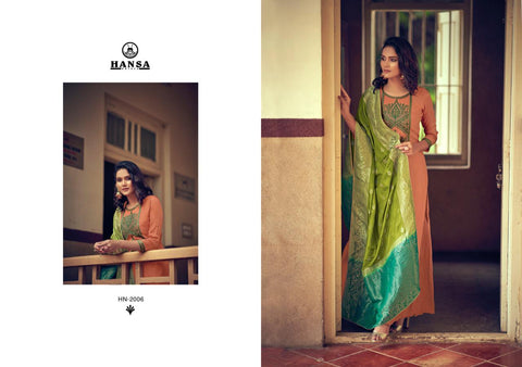 Hansa Presents Saanj Dola Silk Fancy Work Fancy Designer Salwar Kameez