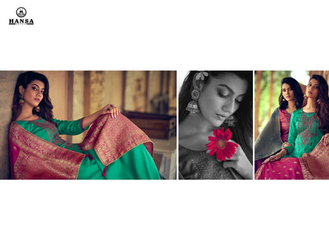 Hansa Presents Saanj Dola Silk Fancy Work Fancy Designer Salwar Kameez