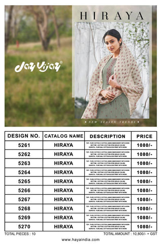 Jay Vijay Hiraya Cotton Emrboiderey Work Designer Salwar Suits