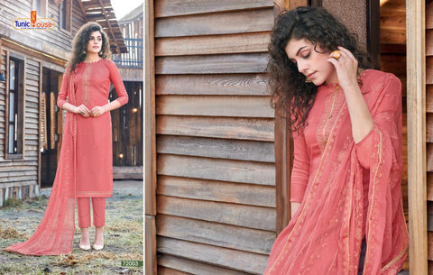 Tunic House Presents Harleen Tussar Silk Embroidery Work Fancy Designer Salwar Suits
