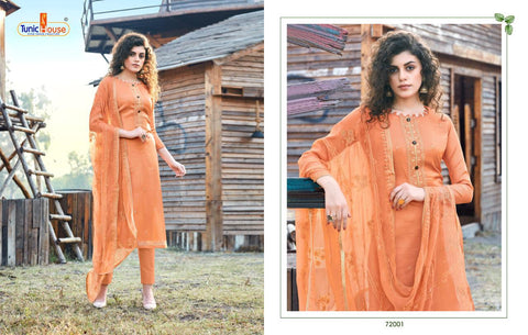Tunic House Presents Harleen Tussar Silk Embroidery Work Fancy Designer Salwar Suits