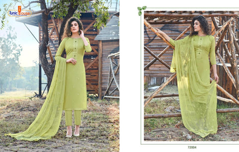Tunic House Presents Harleen Tussar Silk Embroidery Work Fancy Designer Salwar Suits