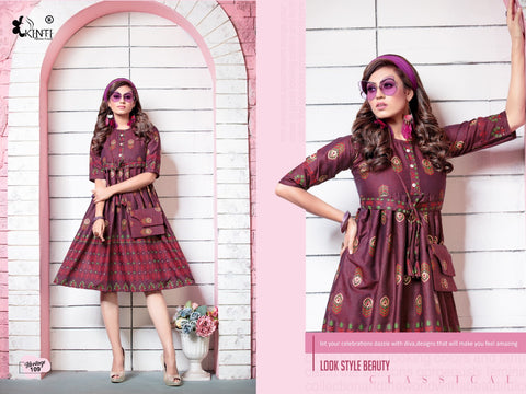 Kinti Presents Heritage Rayon Two Tone Fancy Designer Kurtis Collection