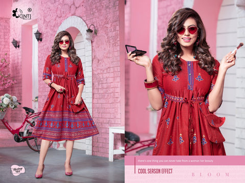 Kinti Presents Heritage Rayon Two Tone Fancy Designer Kurtis Collection