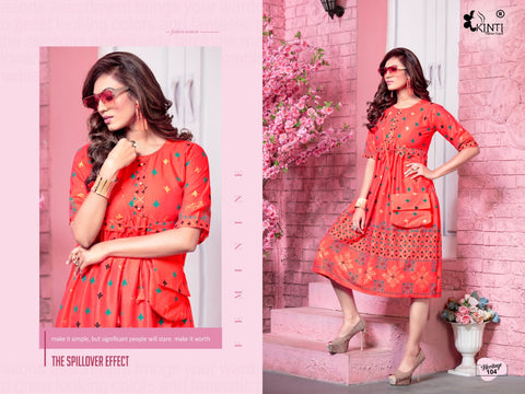 Kinti Presents Heritage Rayon Two Tone Fancy Designer Kurtis Collection