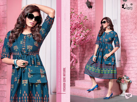 Kinti Presents Heritage Rayon Two Tone Fancy Designer Kurtis Collection
