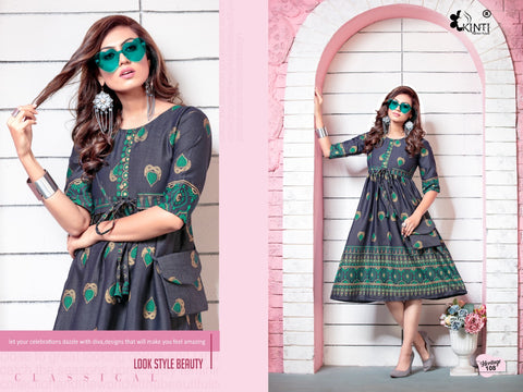 Kinti Presents Heritage Rayon Two Tone Fancy Designer Kurtis Collection