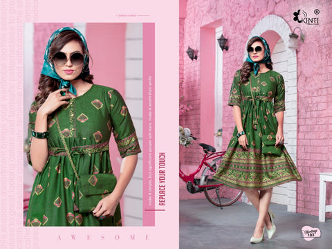 Kinti Presents Heritage Rayon Two Tone Fancy Designer Kurtis Collection