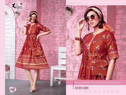 Kinti Presents Heritage Rayon Two Tone Fancy Designer Kurtis Collection