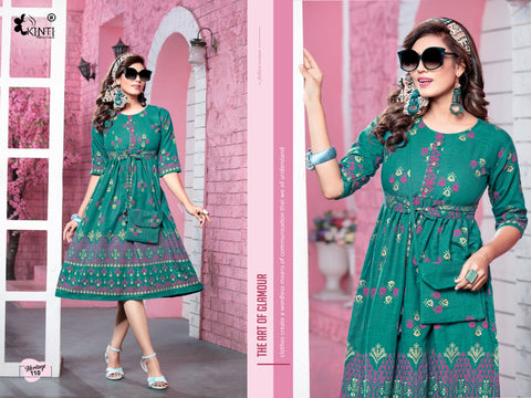Kinti Presents Heritage Rayon Two Tone Fancy Designer Kurtis Collection