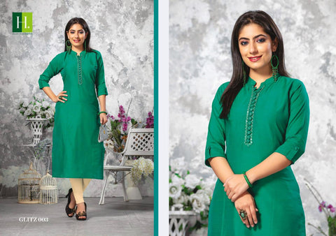 Hirwa Launched Glitz Silk Slub Daily Wear Kurtis Collection
