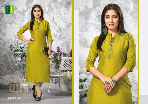 Hirwa Launched Glitz Silk Slub Daily Wear Kurtis Collection