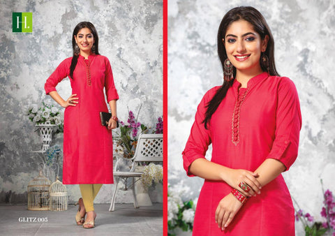 Hirwa Launched Glitz Silk Slub Daily Wear Kurtis Collection