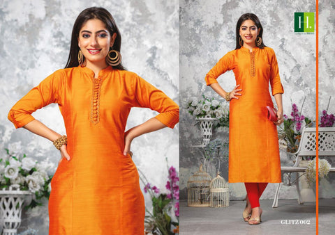 Hirwa Launched Glitz Silk Slub Daily Wear Kurtis Collection