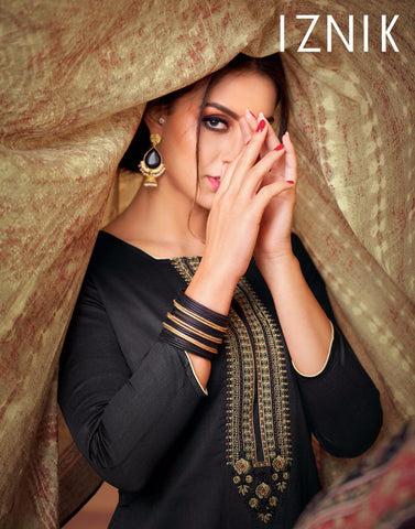 Angroop Plus Iznik Jam Silk Cotton Embroidery Work Salwar Kameez