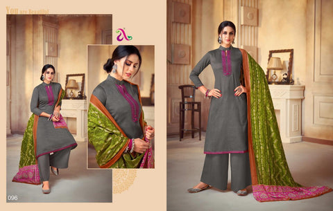 Angroop Plus Iznik Jam Silk Cotton Embroidery Work Salwar Kameez