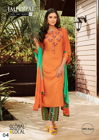 Imperial Presents Brands Rayon Embroidery Work Stylish Designer Kurtis With Pants