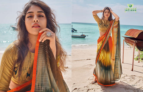Sanskar Fashion Presents Instagram Vol 2 Chiffon Heavy Blouse Designer Sarees