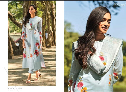 Itrana Pearl Pure Cotton Digital Embroiderey Printed Collection Suit