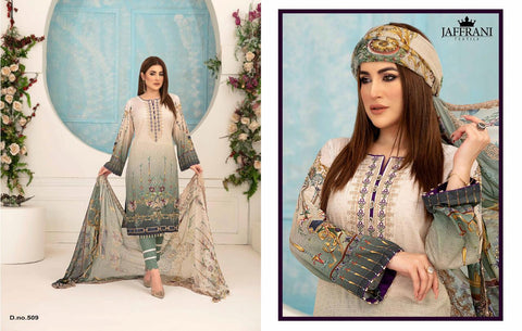 Jaffrani Textile Luxury Lawn Collection Fancy Wear Pakistani Suit