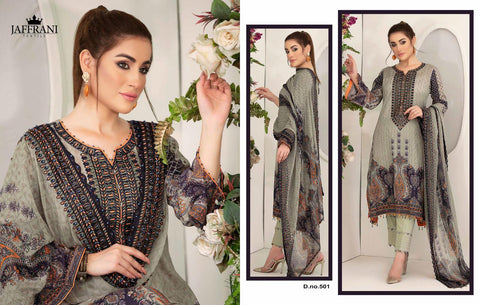 Jaffrani Textile Luxury Lawn Collection Fancy Wear Pakistani Suit