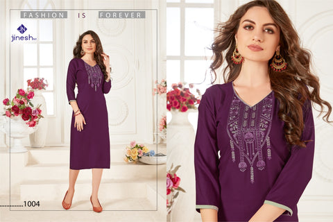 Jinesh Nx Present Aaliya Rayon Fabric Kurti Collection