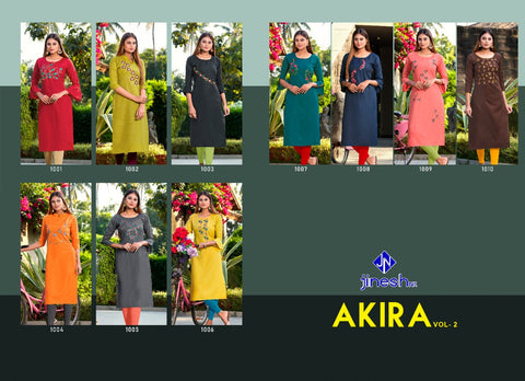 Jinesh Nx Launched Akira Vol 2 Ruby Slub Daily Wear Kurtis Collection