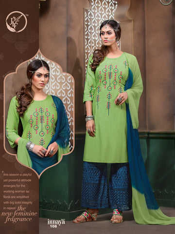 JLF Presents Innaya Rayon Fabric Fancy Designer Kurtis Collection With Plazzo