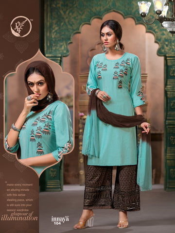 JLF Presents Innaya Rayon Fabric Fancy Designer Kurtis Collection With Plazzo